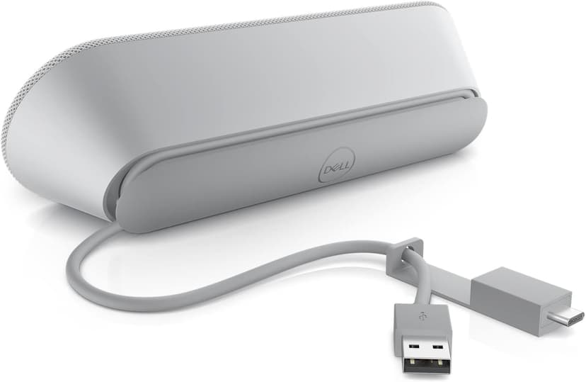 Dell SP3022 USB Computer Speaker for PC, Laptop, Monitor, Business Conference-Mini Soundbar Speakerphone, AI Noise Echo Cancellation, Full Duplex Audio, 2 x 1.8W, MS-Teams Certified - Platinum Silver