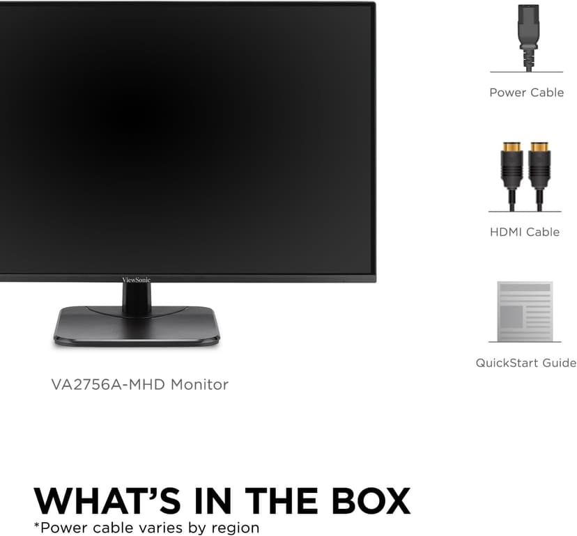 ViewSonic VA2756A-MHD 27 Inch IPS 1080p Monitor with 120Hz, Eye Care, HDMI, DisplayPort, and VGA Inputs for Home and Office
