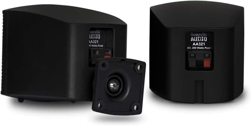 Acoustic Audio AA321B Mountable Indoor Speakers 400 Watts Black Bookshelf Pair