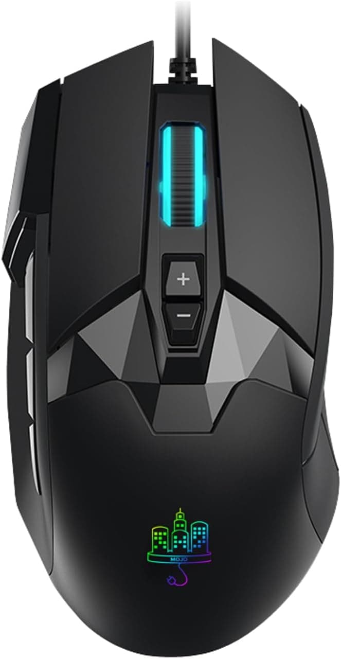 MOJO Pro Performance Silent Gaming Mouse - Wired Mouse with 9 Programmable Buttons Including Sniper Key, 12000 DPI, 1000 Hz, Custom Profiles
