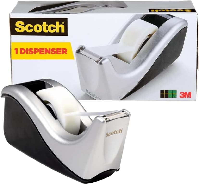 Scotch Desktop Tape Dispenser, Silvertech Two-Tone (C60-ST)