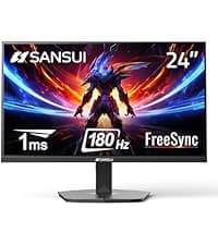 SANSUI 24 Inch Gaming Monitor 180Hz 1Ms FreeSync HDR 110% sRGB FHD 1080P Computer Monitor HDMI DP Ports Eye Care Frameless VESA Mount Cable Management(ES-G24F4L HDMI Cable Included)