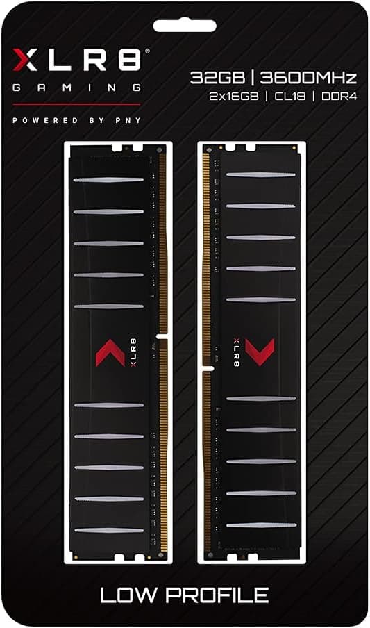 PNY XLR8 Gaming 32GB (2x16GB) DDR4 DRAM 3600MHz (PC4-28800) CL18 1.35V Low Profile Dual Channel Desktop (DIMM) Memory Kit – MD32GK2D4360018LP