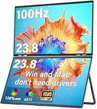 InnoView 18" 2K 100Hz Portable Monitor 100% DCI-P3 Portable Dual Monitor for Laptop 315°Adjustable Screen Extender for Windows Mac with Type-C HDMI DP Foldable Monitors Portatil(No Driver Needed)