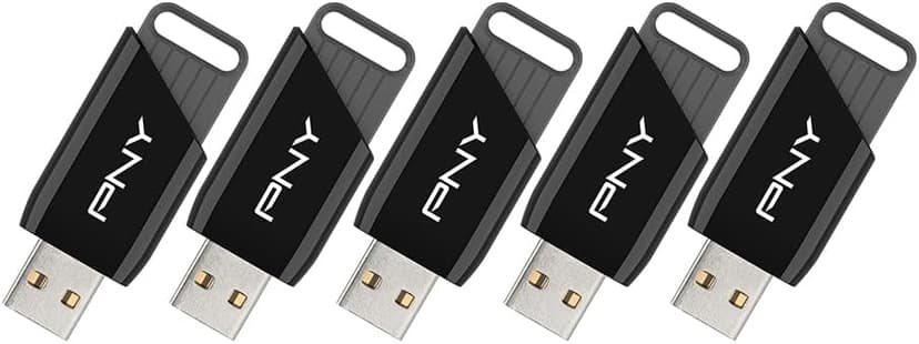 PNY 64GB Attaché X USB 3.2 Gen 1 Flash Drive, Advanced Performance Up to 130MB/s Read, Everyday Data Store & Transfer, Reliable Portable Storage, Durable, Type-A, Computers, Laptops, Desktops, 5-Pack