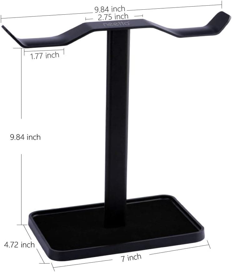 Avantree [Super Stable] Neetto Dual Headphones Stand for Desk, Aluminum Alloy & Metal Gaming Headsets Holder Hanger for Sennheiser, Sony, Audio-Technica, Bose, Beats, Akg, Display Mount - HS908