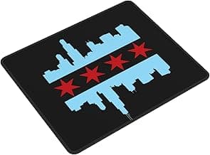 Chicago City Flag Skyline Mouse Pad, Laptop Office Desk Accessories Wireless Mouse Pad Mouse Pad Non-Slip Water Resistant Desk Mat Premium Computer Accessories, Black