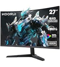 KOORUI 24 inch Curved Gaming Monitor 180Hz FHD 1080P Computer Monitor,1ms 1500R VA Display,Adaptive Sync, FreeSync Premium,HDR10,HDMI2.0X2&DP1.2,VESA Compatible,Tilt Adjustable,Eye Care,24E6CA