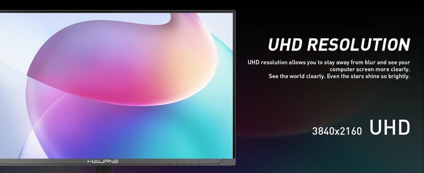 Haurve 32” UHD 4K 144Hz Gaming Monitor with Height Adjustable Stand, PD 90W, HDMI 2.1, DP 1.4, USB-C, RGB, Speakers, 0.5ms, 3840X2160 Display, (HG3214K)