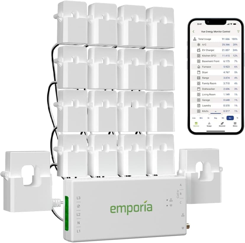 EMPORIA Vue 3 Home Energy Monitor - Smart Home Automation Module and Real Time Electricity Usage Monitor, Power Consumption Meter, Solar and Net Metering for UL Certified Safe Energy Monitoring