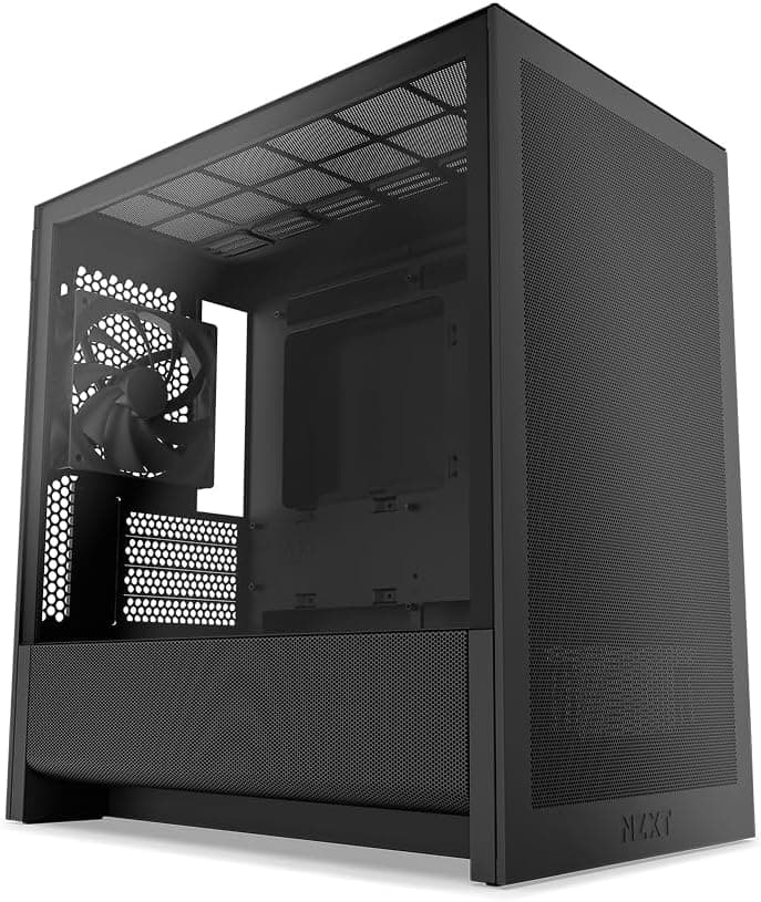 NZXT H3 Flow – Micro-ATX PC Case – Optimized Airflow – Includes 1 x 120mm Rear Fan – Supports Full-Sized GPUs – Fits 280mm Front, 240mm Top Radiator – Back-Connect Motherboard – Black