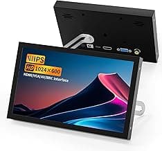 7 Inch Mini Monitor HDMI, Portable Vga Monitor with AV BNC 1024×600 LCD Screen with Built-in Speakers, 178° View Angle IPS, Multi-Function Mini Small Display for Raspberry Pi PC/TV/DVD/CVBS