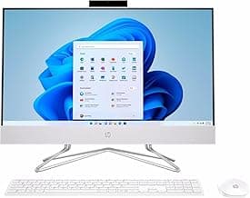 HP 2024 AIO-24-DF1000 Desktop 23.8" 1920 x 1080 IPS Intel Core i3-1115G4 2-Core Intel UHD Graphics 8GB DDR4 256GB SSD Windows 11 Pro Bluetooth 4.2 Wi-Fi White Wired Keyboard and Mouse
