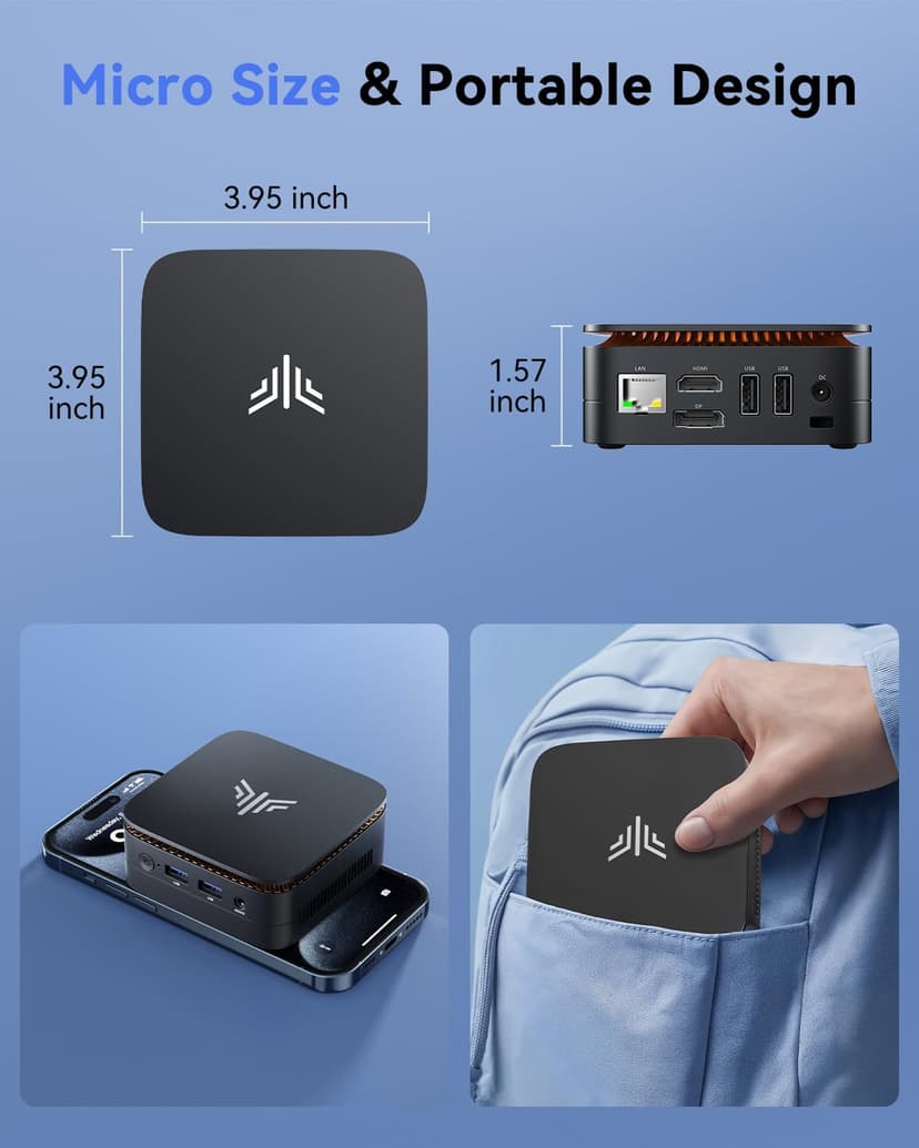 KAMRUI Mini PC, 16GB DDR4 RAM 512GB M.2 SSD, Mini Computer Intel Twin Lake N150 (Upgraded N100, 4 Cores, up to 3.6GHz), Desktop Computer Dual 4K, Ethernet, WiFi, Bluetooth for Business, Office, Home