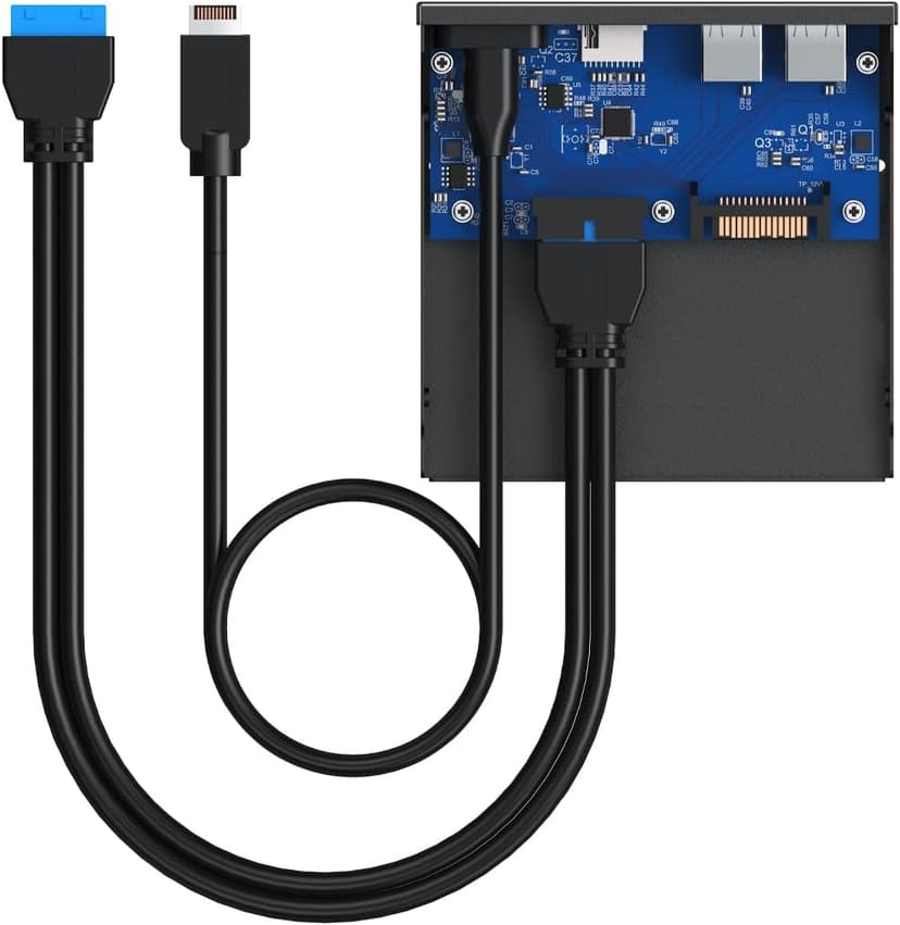 GRAUGEAR 3.5 Inch Front Panel USB C Hub, SD/microSD Internal Card Reader, 20Gbps USB 3.2 Gen 2x2, USB3.2 Type-E Key-A 20-Pin Header & USB3.0 Header & 15-Pin SATA Power Connector Required [G-MP01CR]