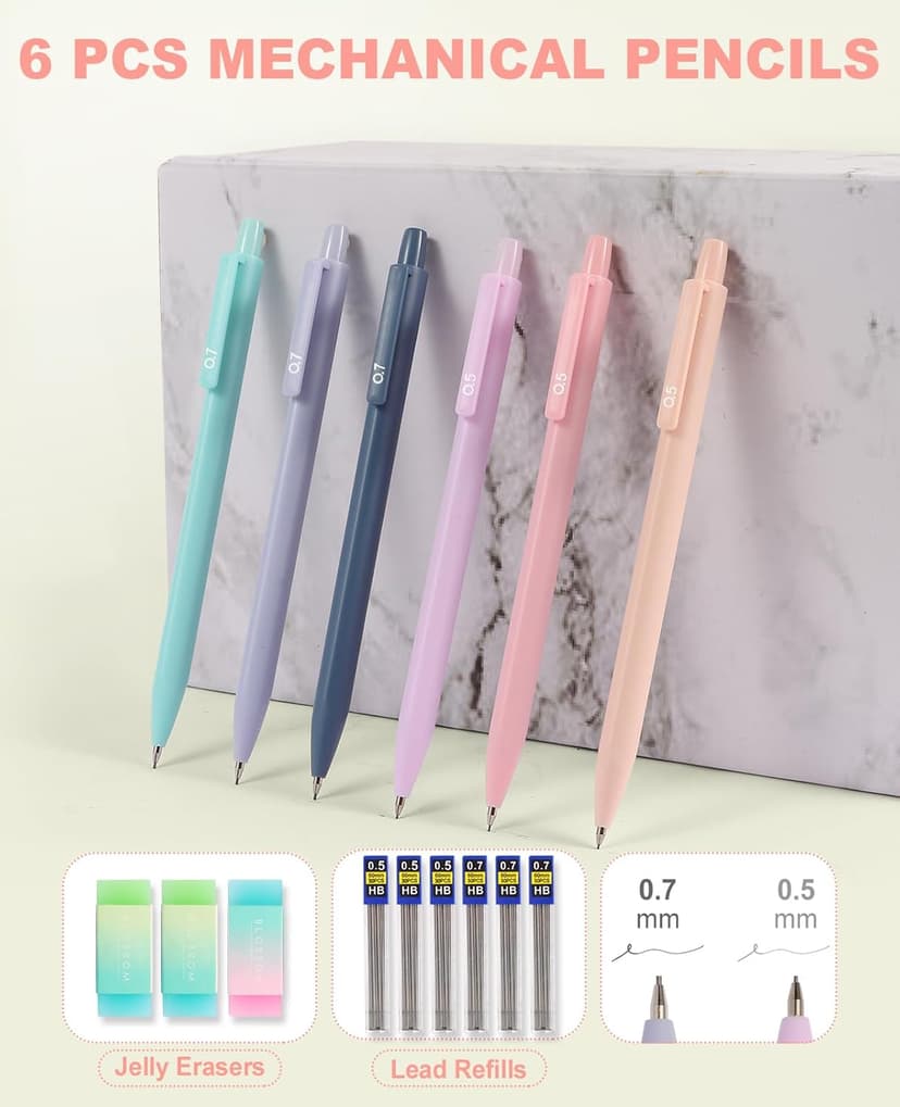 56 PCS Aesthetic School Supplies with Large Pencil Case, 5 Inspirational Ballpoint Pens, 12 Pastel Highlighters, 5 Black Ink Gel Pens, 6 Mechanical Pencils 0.5-0.7mm Student Essentials (Pink)