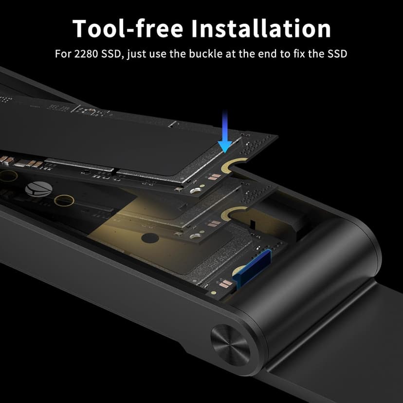 FIDECO M.2 NVMe SSD Enclosure, USB 3.2 Gen 2 to PCIe NVMe Adapter, Sandwich Style Design, Tool-Free Installation, Support UASP and Trim