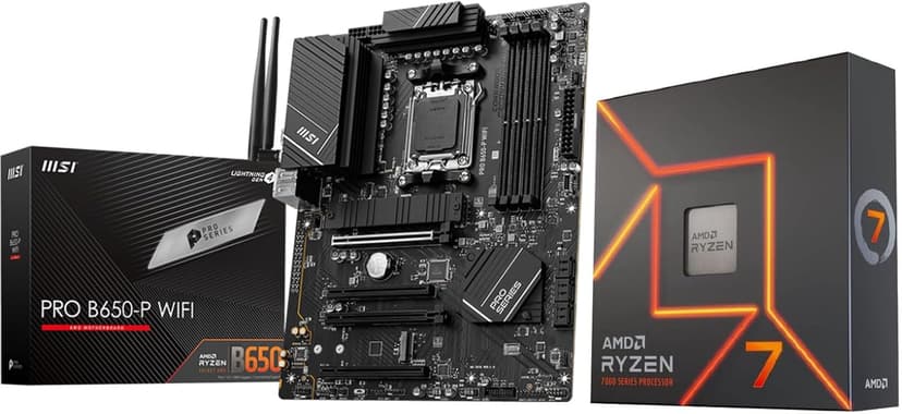 INLAND MSI PRO B650-P WiFi Motherboard with AMD Ryzen 7 7700X 6-Core Desktop Processor (AMD AM5, ATX, DDR5, PCIe 4.0)