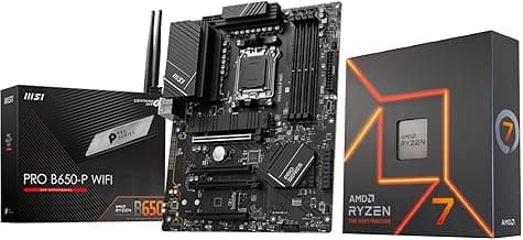 INLAND MSI PRO B650-P WiFi Motherboard with AMD Ryzen 7 7700X 6-Core Desktop Processor (AMD AM5, ATX, DDR5, PCIe 4.0)