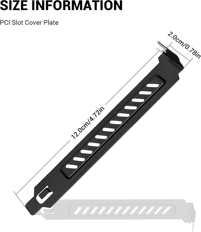 PCI Slot Cover with Screws for Computer PC Case Accessories, 5Pcs Hard Steel PCI Slot Covers Dust Filter Bracket Expansion Blank Plate Vented and Dustproof (120*20mm, Black, 5Pack)