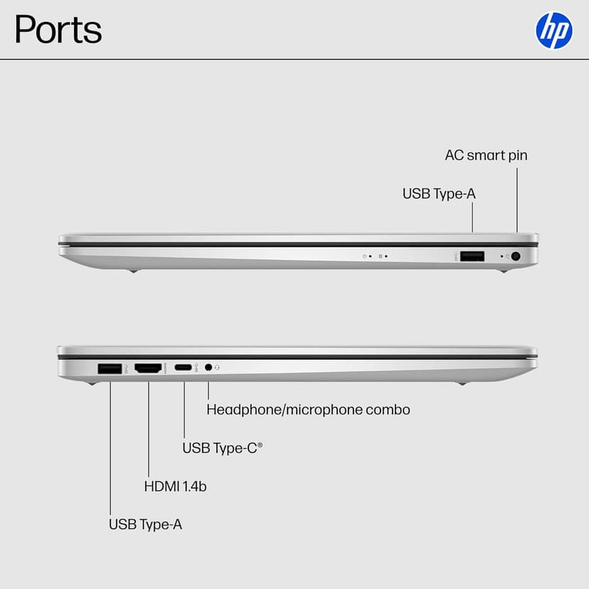 HP 17.3 inch Laptop, FHD Display, Intel Core i5-1334U, 16 GB RAM, 512 GB SSD, Intel Iris Xe Graphics, Windows 11 Home, Natural Silver, 17-cn3399nr