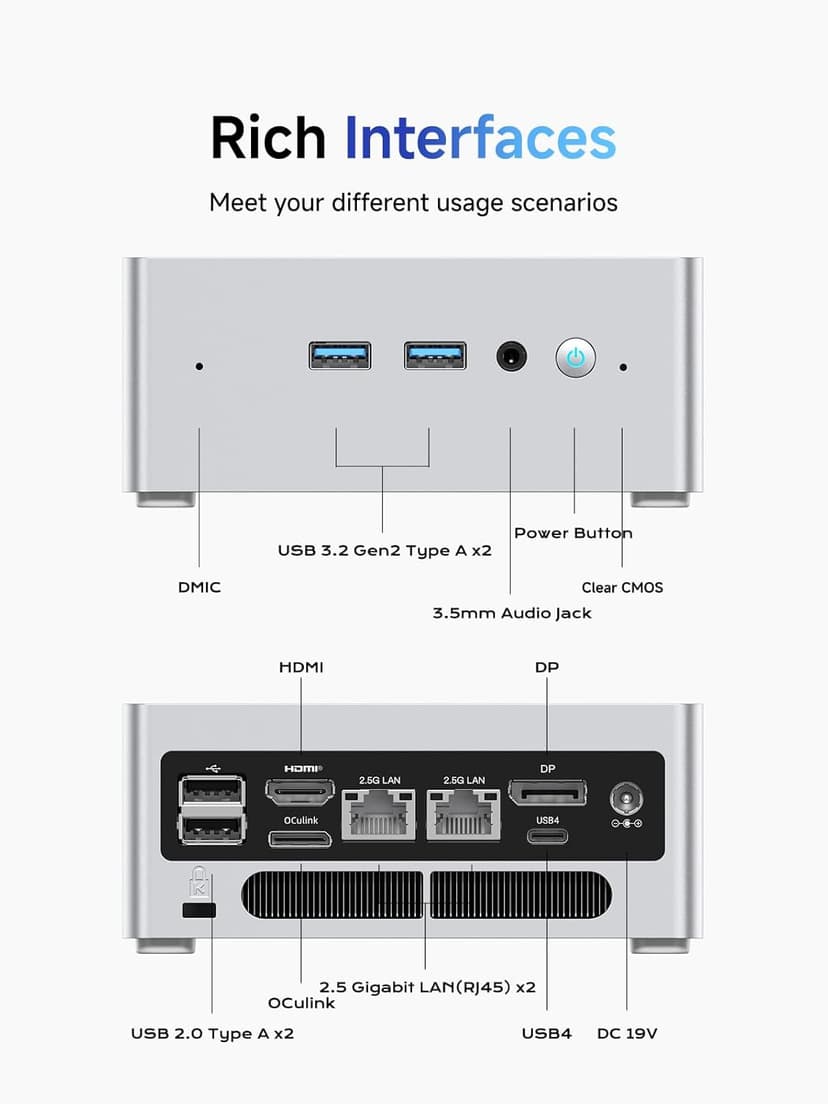 MINISFORUM NAB8 Plus Mini PC Core i7-12800H(14C/20T,up to 4.8Ghz) 16G RAM 1TB SSD Desktop Computer, 1xHDMI2.1 TMDS|1xDP1.4|1xUSB4 Video Outputs, 2x2.5G LAN/WiFi6E/BT5.3/4xUSB Iris Xe Graphics Micro PC