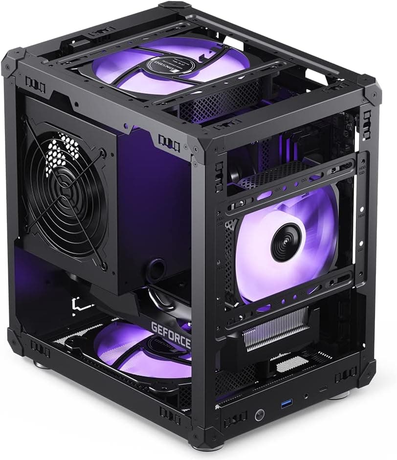 JONSBO C6 Black Mini MATX Mesh PC Case,Simple Compact Desktop Micro ATX Chassis,Upper Cover/Side Panel Tool-Free Open pc case, ATX Power Bite (L185mm Max.),Support 75mm CPU Cooler,GPU200-255mm