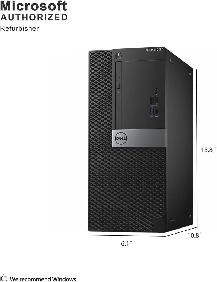 Dell 7050 Mini Tower Desktop Intel i7-7700 UP to 4.20GHz 32GB DDR4 New 1TB NVMe SSD + 2TB HDD USB Wi-Fi BT Dual Monitor Support Wireless Keyboard and Mouse Win10 Pro (Renewed)