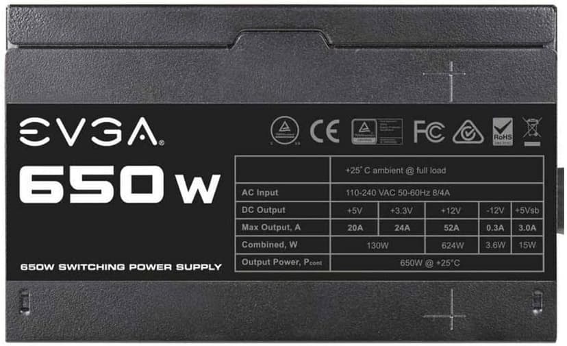 EVGA 100-N1-0650-L1, 650 N1, 650W, 2 Year Warranty, Power Supply