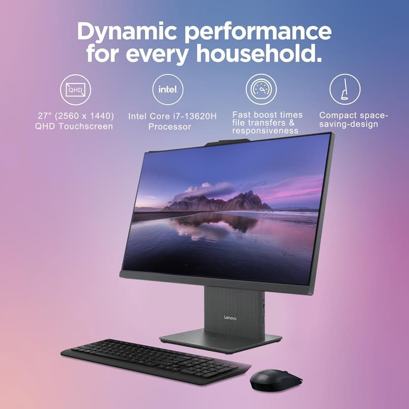 Lenovo 2025 IdeaCentre Copliot All-in-One Business Desktop, 27" QHD Touchscreen 100Hz, Intel Core i7-13620H, 16GB DDR5 RAM, 1TB SSD, Wi-Fi 6, Win 11 H, Grey, Bundle ADATA 512GB External SSD