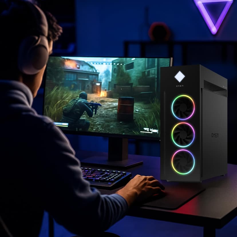 HP OMEN 45L GT22 AI Gaming Desktop, Intel Ultra 9 285k (>i9-14900F), RTX 4080 Super, 64GB DDR5 RAM, 4TB SSD, Black Glass Front, 1000W 80+ Gold PSU, Bundle with Machenike K500B RGB Keyboard