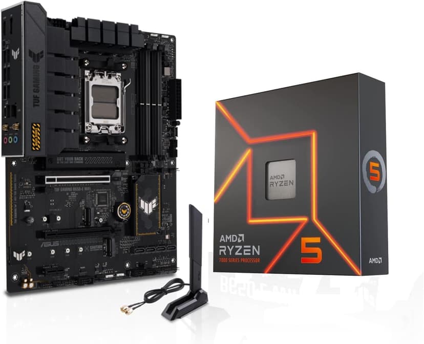 Micro Center AMD Ryzen 5 7600X CPU Processor with ASUS TUF Gaming B650-E WiFi AM5 ATX Motherboard