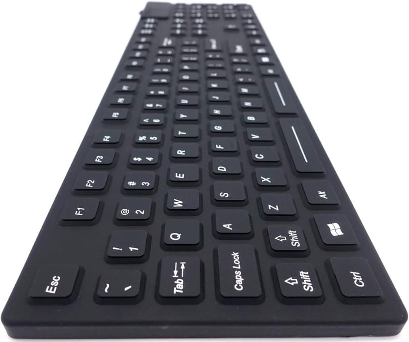 DSI Keyboard with Number Pad IP68 Waterproof Industrial Rugged Silicone IKB105, Black