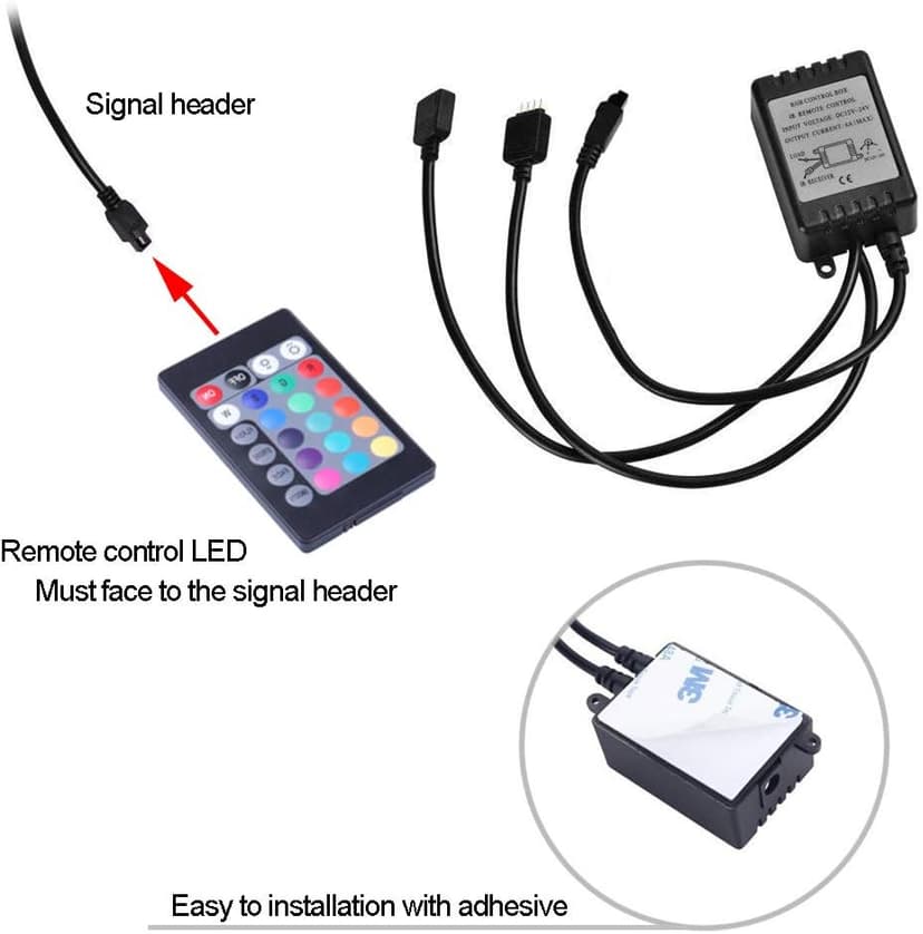 RGB LED Strip Computer Lighting via Magnet with Controller for Desktop Computer Case Mid Tower Full Tower (24Key Remote,2PK,30CM,R Series)