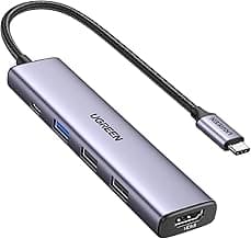 UGREEN Revodok 105 USB C Hub 5 in 1 Multiport Adapter 4K HDMI, 100W Power Delivery, 3 USB-A Data Ports, USB C Dongle for MacBook Pro/Air, iPad Pro, iMac, iPhone 15 Pro/Pro Max, XPS, Thinkpad