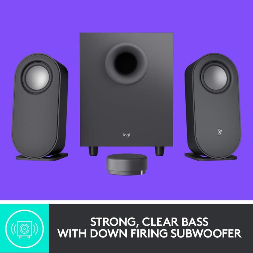 Logitech Z407 Bluetooth Computer Speakers with Subwoofer and Wireless Control, Immersive Sound, Premium Audio with Multiple Inputs, USB Speakers, Black