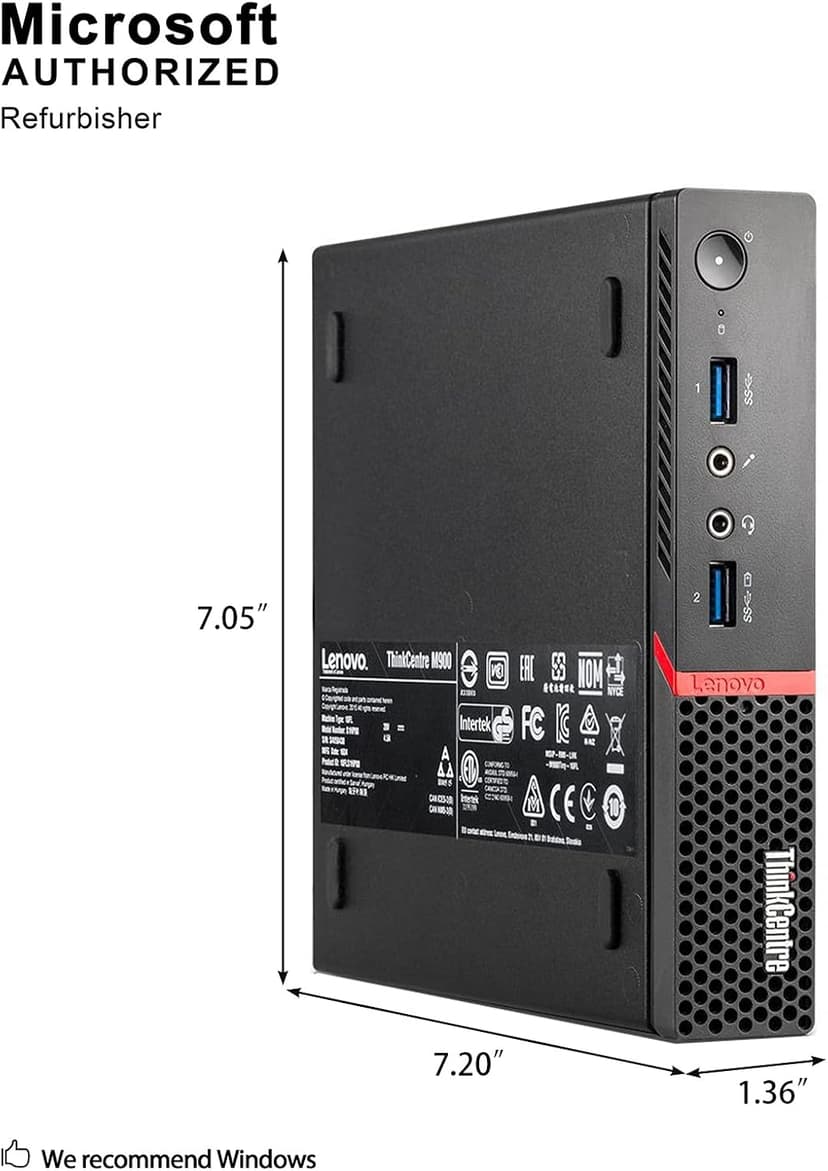 lenovo ThinkCentre M900 Tiny Desktop Micro Tower PC (Intel Core i5-6500T, 8 GB Ram, 256 GB SSD, USB 3.0, WiFi) Windows 10 Pro (Renewed)