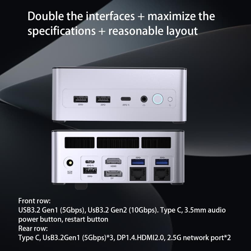 Machenike Mini Desktop, AMD 8-Core Ryzen 9 7940HS, AMD Ryzen AI with Radeon 780M, 32GB DDR5 RAM, 1TB SSD, Support 2-Monitor 4K, HDMI, DP, Type-C, RJ-45, Wi-Fi 6, Windows 11 Pro