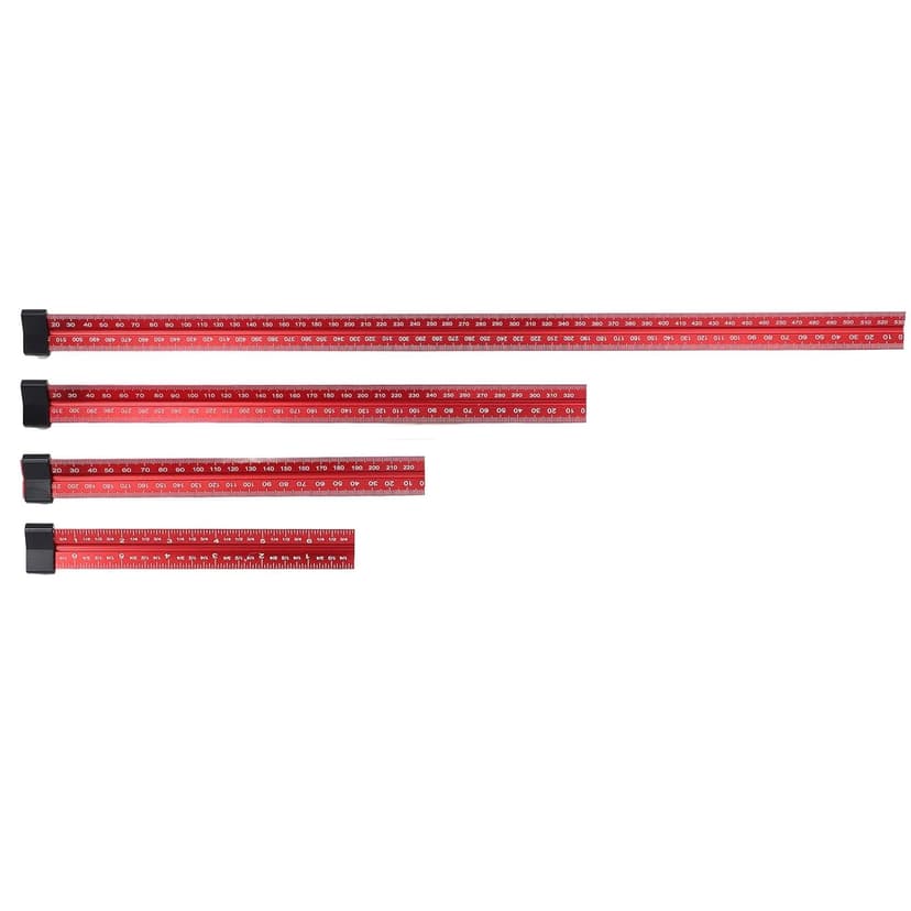 4 Pcs Sturdy Aluminum Woodworking Measuring Ruler Set, 6 8 12 20 Inch Metric Imperial Scales, Architect Triangular Scale Ruler for Precise Woodworking Projects