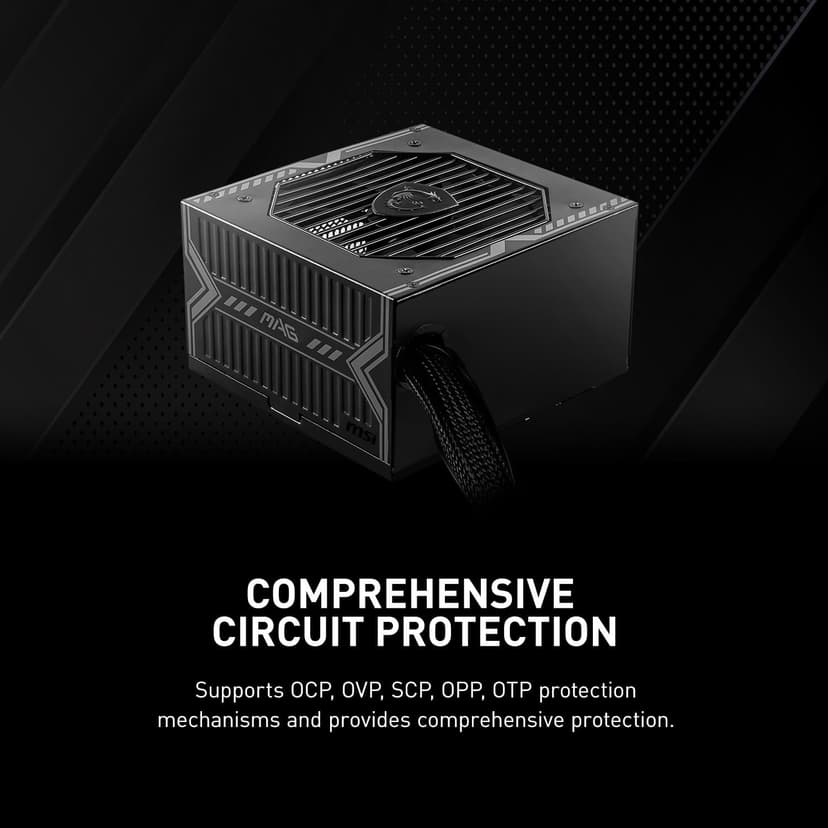 MSI MAG A650BN Gaming Power Supply - 80 Plus Bronze Certified 650W - Compact Size - ATX PSU