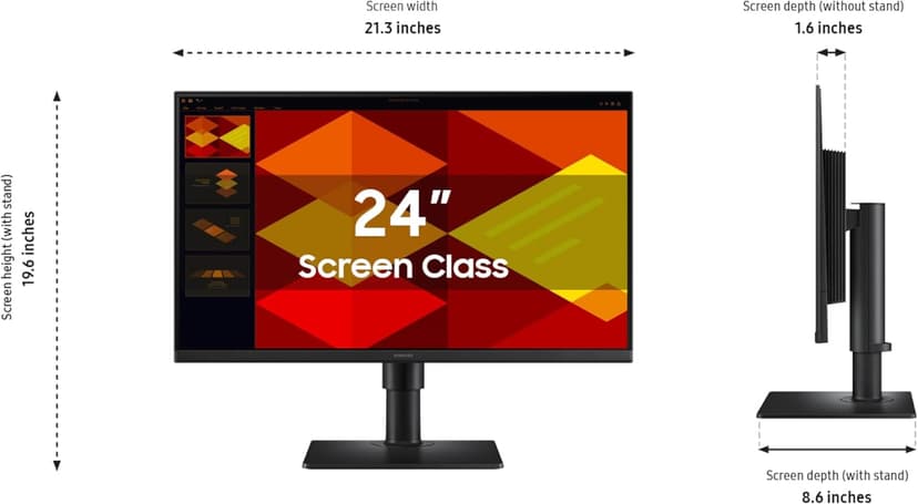 Samsung 24” (S40GD) Borderless Business Monitor with IPS Panel, 100Hz Refresh Rate, Eye Saver Mode, Ergonomic Design, Game Picture Mode, LS24D402GANXGO, 3 Yr Warranty