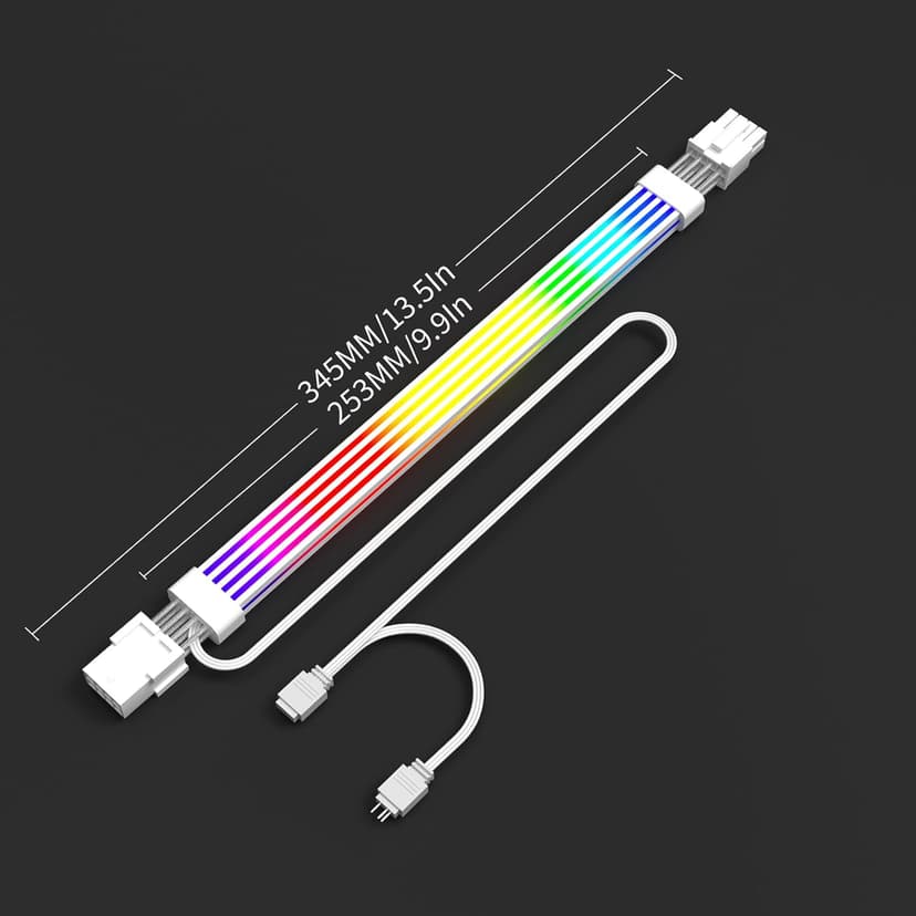 Sirlyr 8 Pin RGB GPU Cable,RGB PSU Cables Extension - Addressable 5V3Pin ARGB PC Case Decor for RTX 3060 4060 4070 Radeon RX 6600 580 Graphics Card Power Supply White