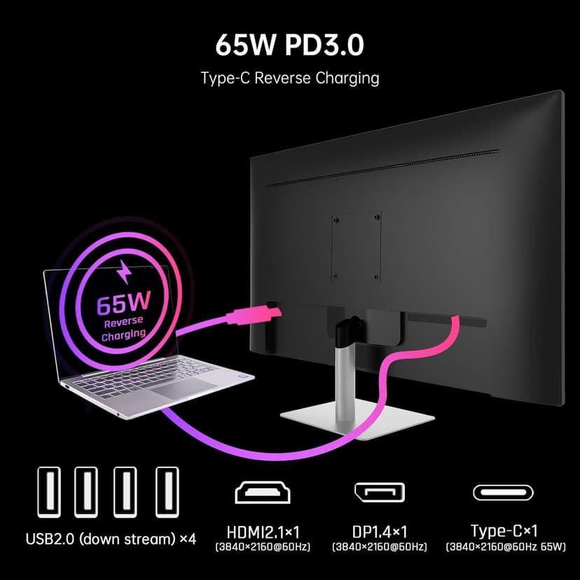 32 Inch 4K Smart Monitor with Google TV System 3840 * 2160P Netflix Licensed Type C 65W PD Speakers 5W*2 Dolby Audio Hey Google Voice Remote HDR WiFi Bluetooth VESA Tiltable 32 in Smart TV