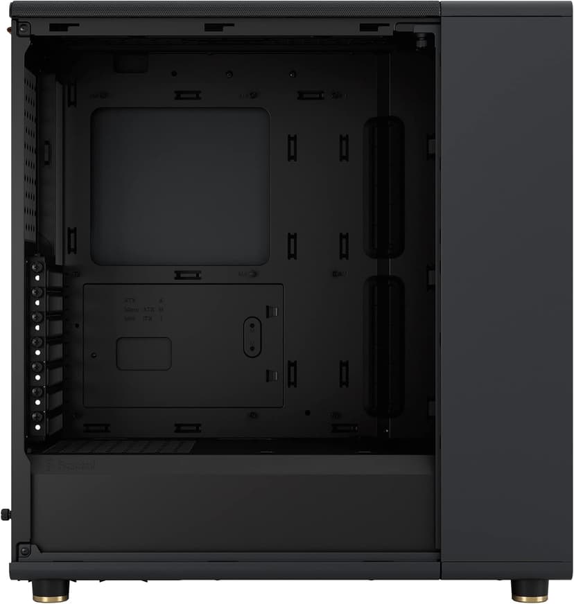 Fractal Design North Charcoal Black Tempered Glass Dark - Genuine Walnut Wood Front - Glass Side Panel - Two 140mm Aspect PWM Fans Included - Type C USB - ATX Airflow Mid Tower PC Gaming Case
