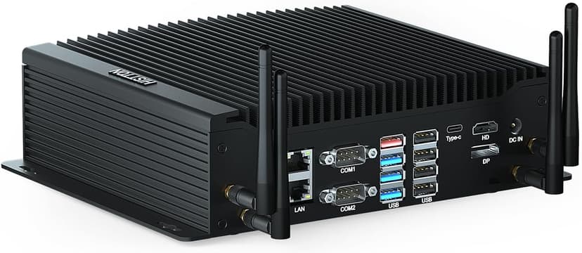 HISTTON Fanless Mini PC Core i7-10710U, 16GB RAM 512GB M2. SSD, Industrial PC with 6 RS232 COM, HD+DP+Type-C Triple Display, 2 LAN, 8 USB, GPIO, SIM, WiFi, BT4.2, Mini PC Windows 11 Pro, Linux/Ubuntu