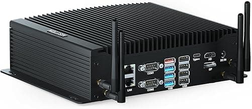HISTTON Fanless Mini PC Core i7-10710U, 16GB RAM 512GB M2. SSD, Industrial PC with 6 RS232 COM, HD+DP+Type-C Triple Display, 2 LAN, 8 USB, GPIO, SIM, WiFi, BT4.2, Mini PC Windows 11 Pro, Linux/Ubuntu