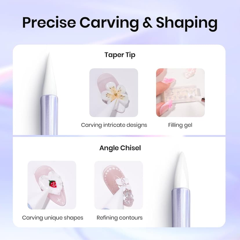 Beetles 5PCS Nail Art Dotting Tools Nail Art Sculpture Pen, Dual-Head Resin Nail Art Tools, Carving Drawing Tool, Silicone Brushes Set Pottery Clay Sculpting Tools Modeling Painting Tool DIY Art