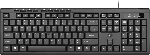 Rii RK907 Ultra-Slim Compact USB Wired Keyboard for Mac and PC,Windows 10/8 / 7 / Vista/XP (Black) (1PCS)