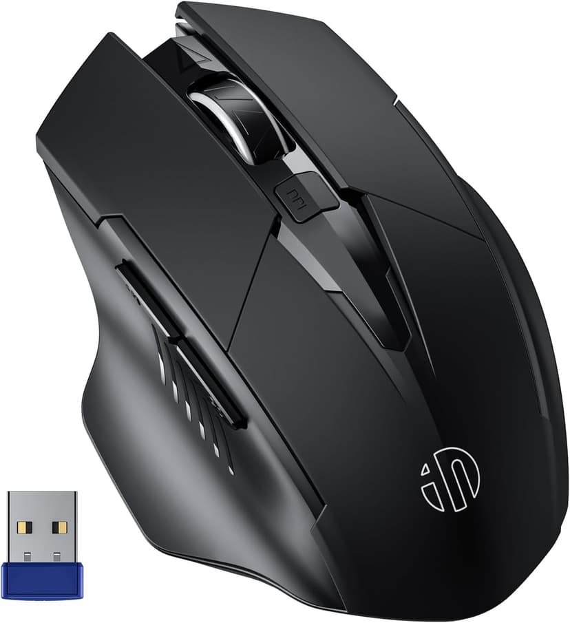 INPHIC Wireless Mouse Rechargeable, 700mAh, with USB Receiver, 6 Buttons, Ergonomic for Laptop, Computer, Mac, PC etc.
