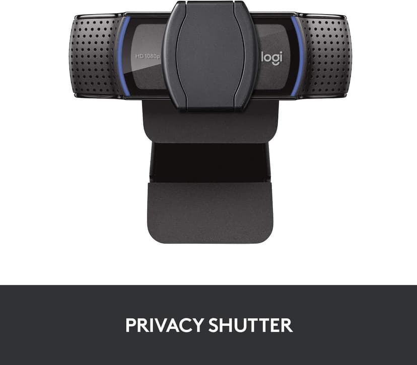 Logitech C920S HD Pro Webcam, Full HD 1080p/30fps Video Calling, Clear Stereo Audio, Light Correction, Privacy Shutter, Works with Skype, Zoom, FaceTime, Hangouts, PC/Mac/Laptop/Tablet/XBox - Black